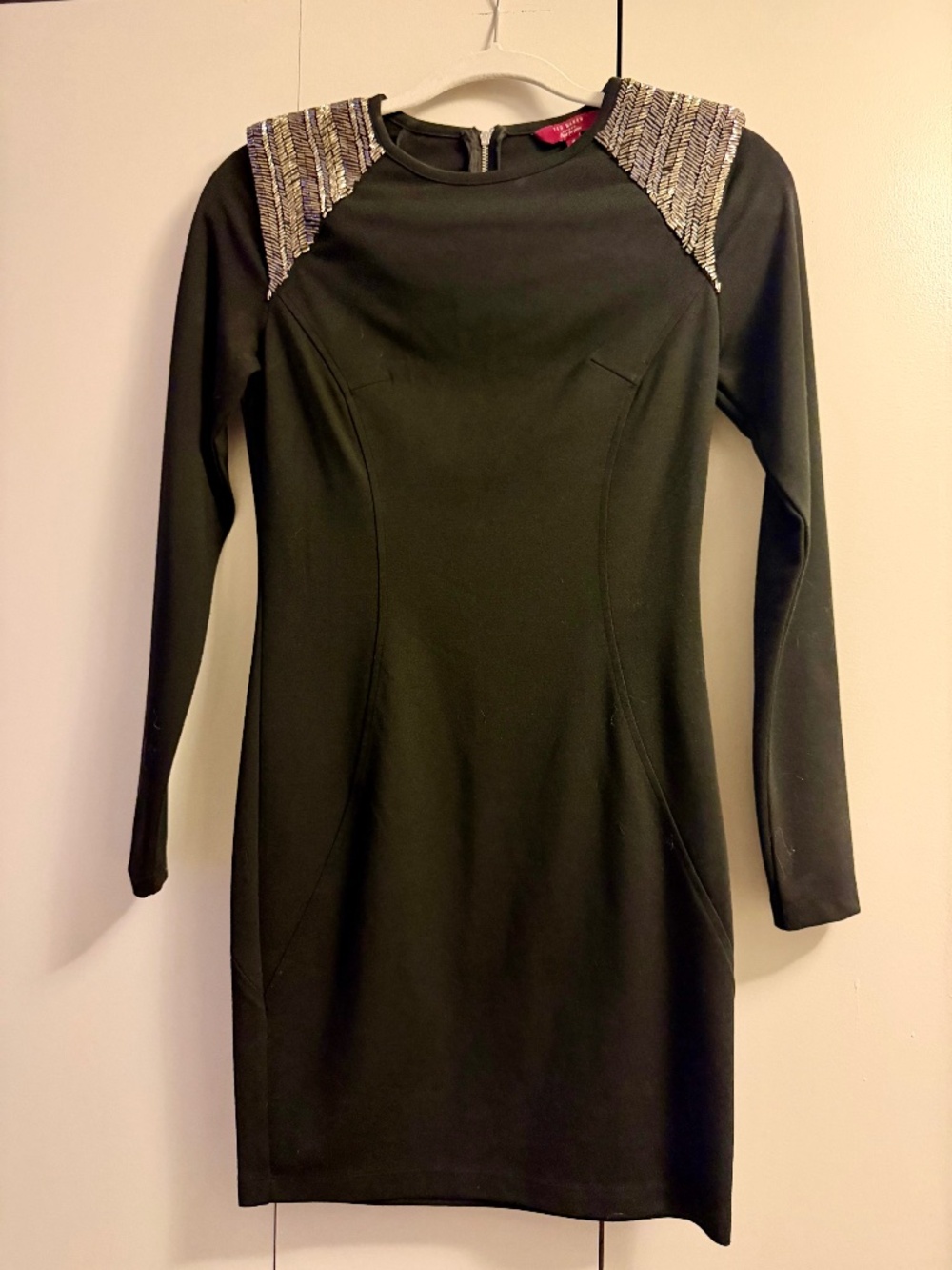 Ted Baker Black Sequin & Beaded Shoulder Mini Dress | Size 0